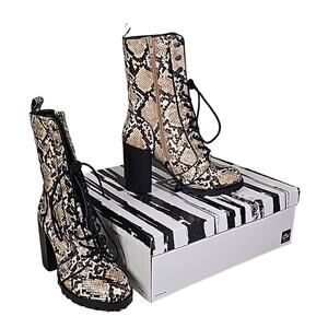 DV Dolce Vita Ayleen Snakeskin Print Mid Calf Combat Boots Womens Size 5 NEW